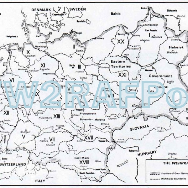 Map of German Military Districts in 1942 - GENPOW001