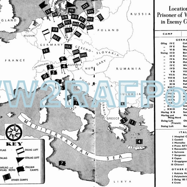 Red Cross Map of German POW camps in 1942 - GENPOW002